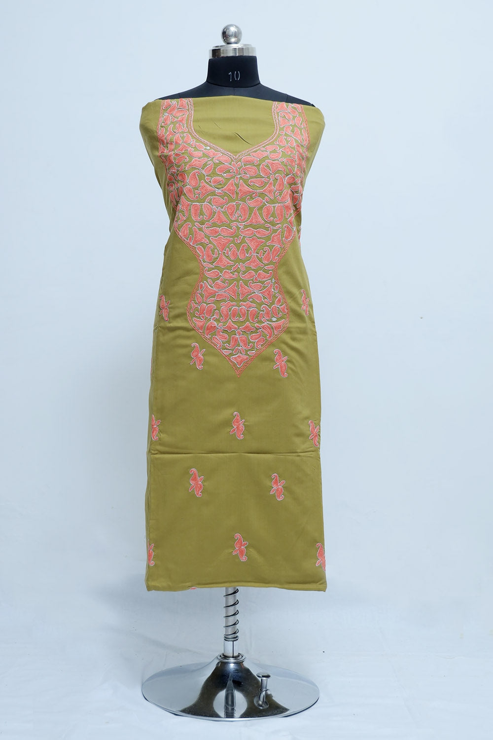 Green Colour Heavy Neck Embroidery Designer Aari Work Suit