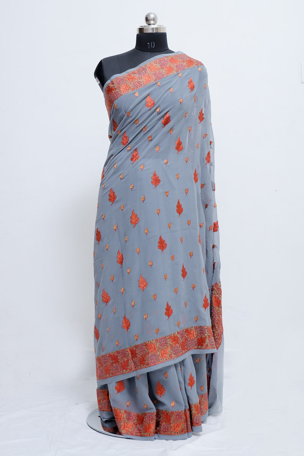 Grey Colour Georgette Saree Looks Wonderful With Beautiful