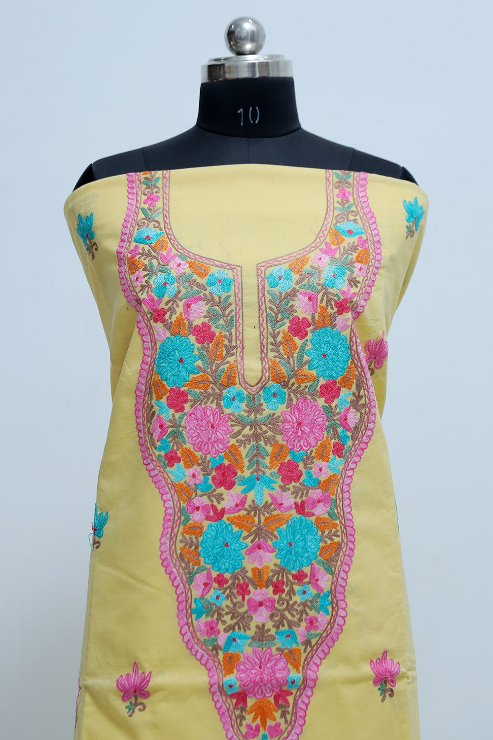 Lemon Colour Kashmiri Aari Work Salwar Kameez Exclusive