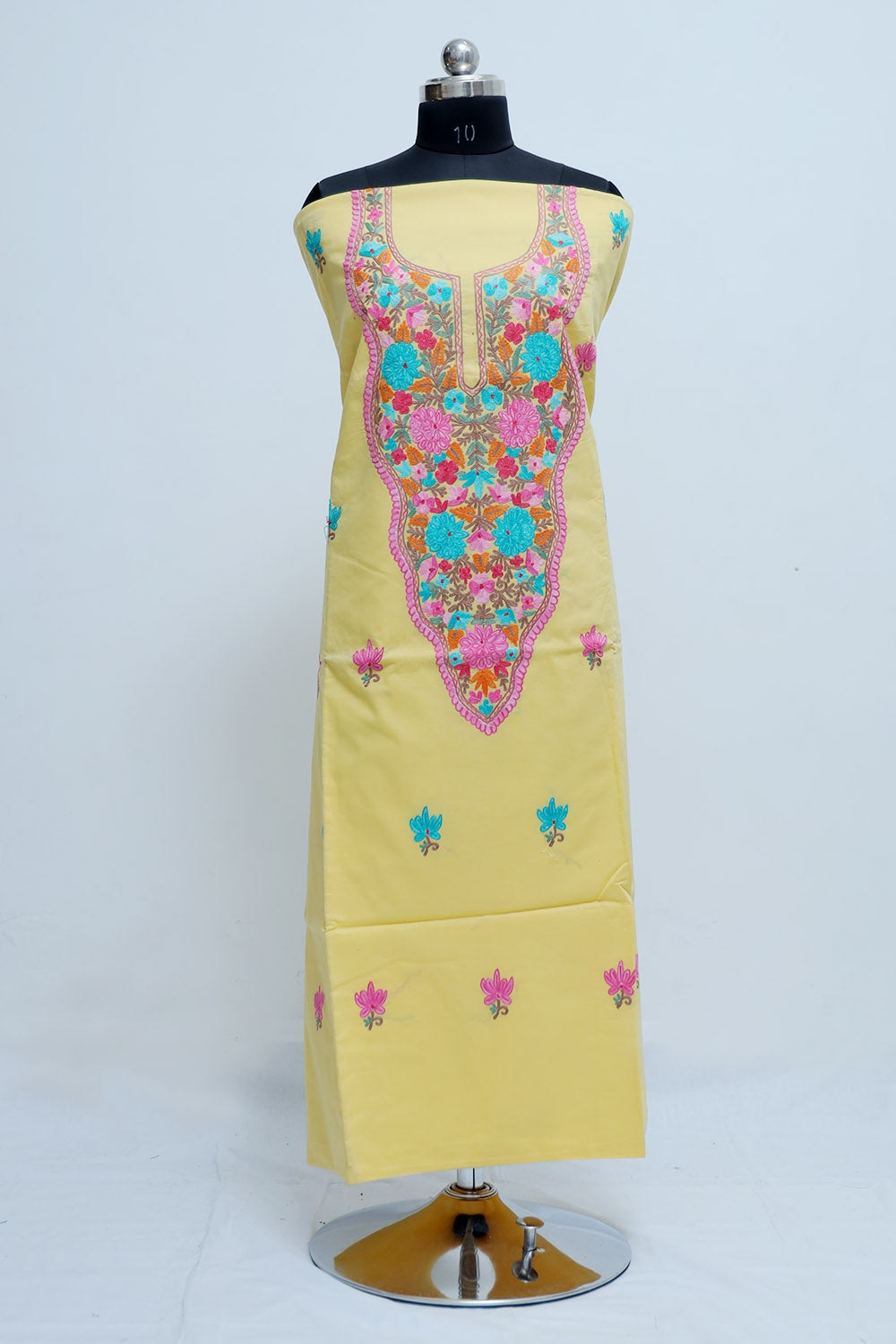 Lemon Colour Kashmiri Aari Work Salwar Kameez Exclusive