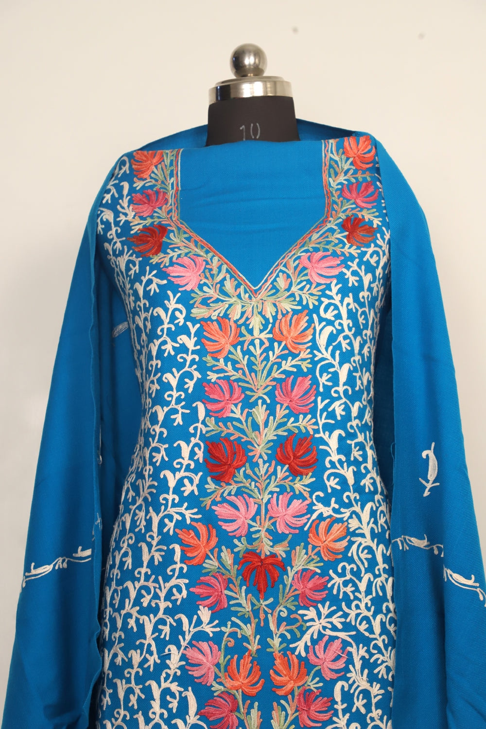 Light Blue Color Kashmiri Woolen Aari Work Embroidered