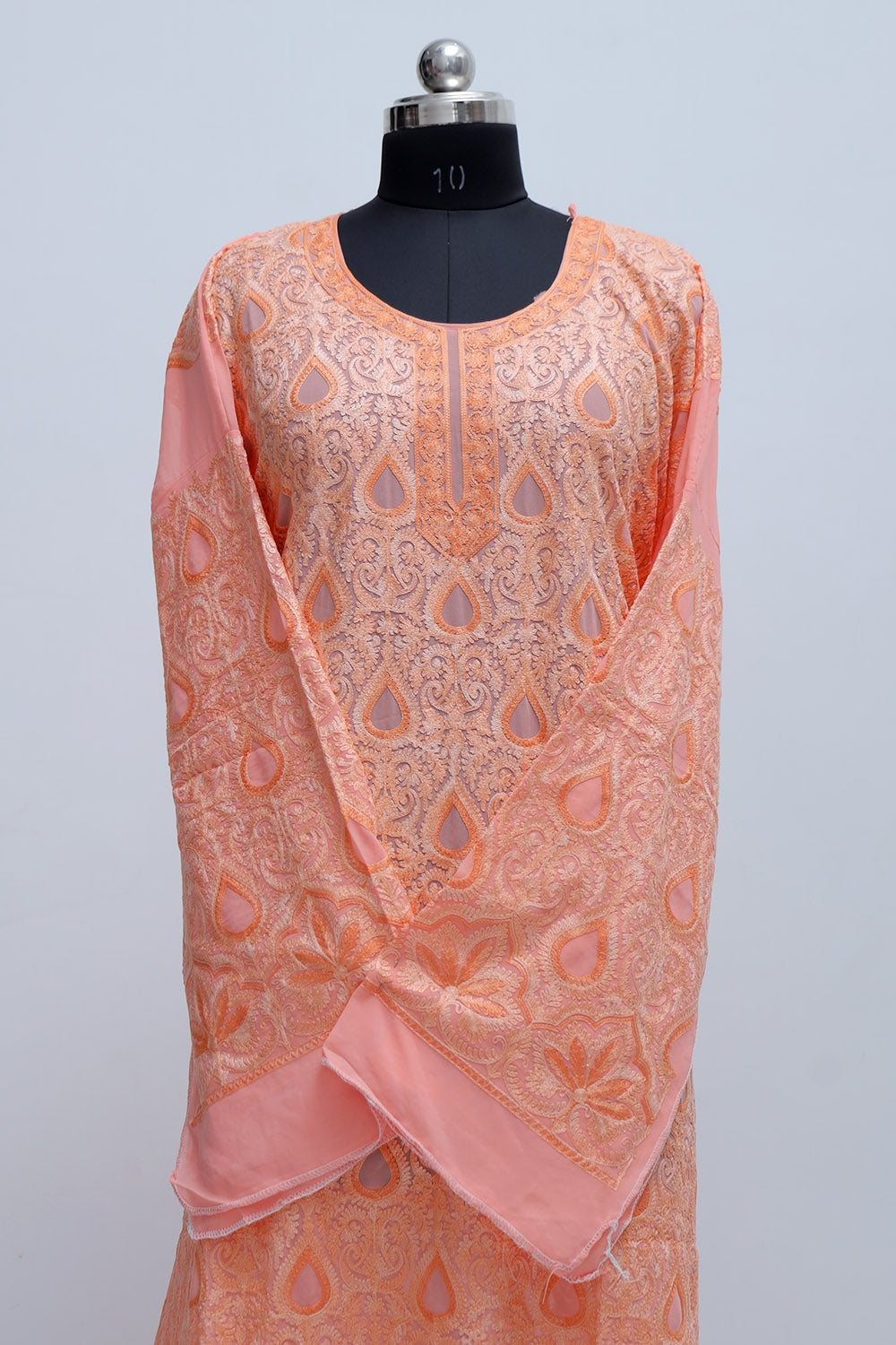 Light Peach Colour Georgette Semi Stitched Kashmiri Kurti