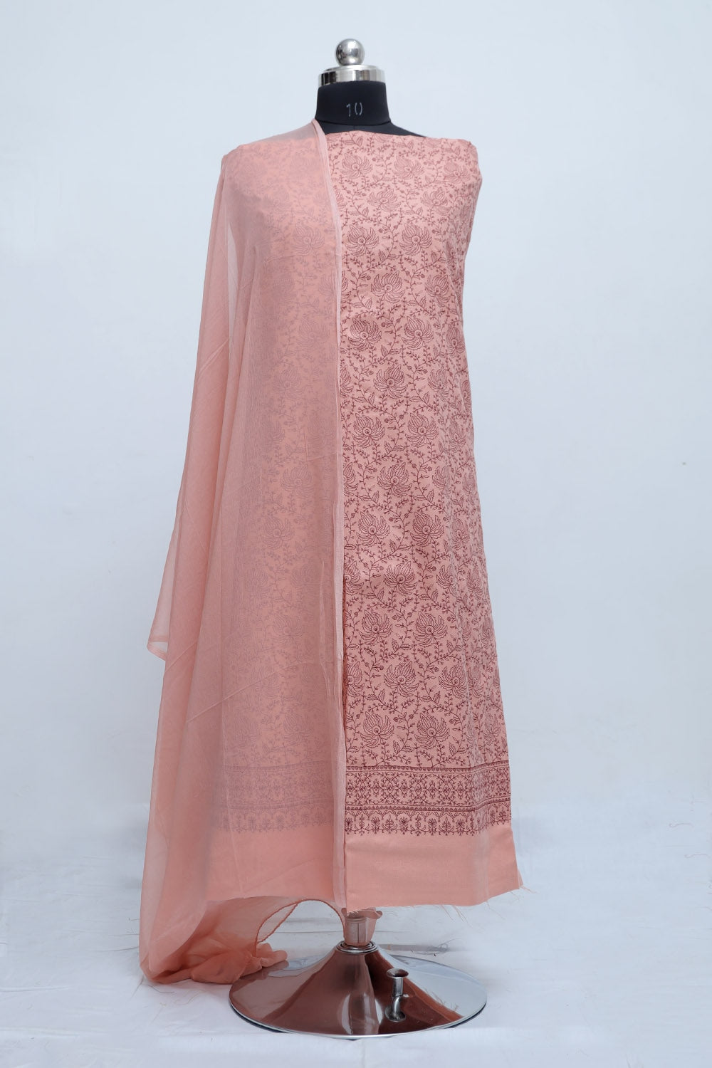 Light Pink Color Kashmiri Sozni Work Woolen Unstitched Suit