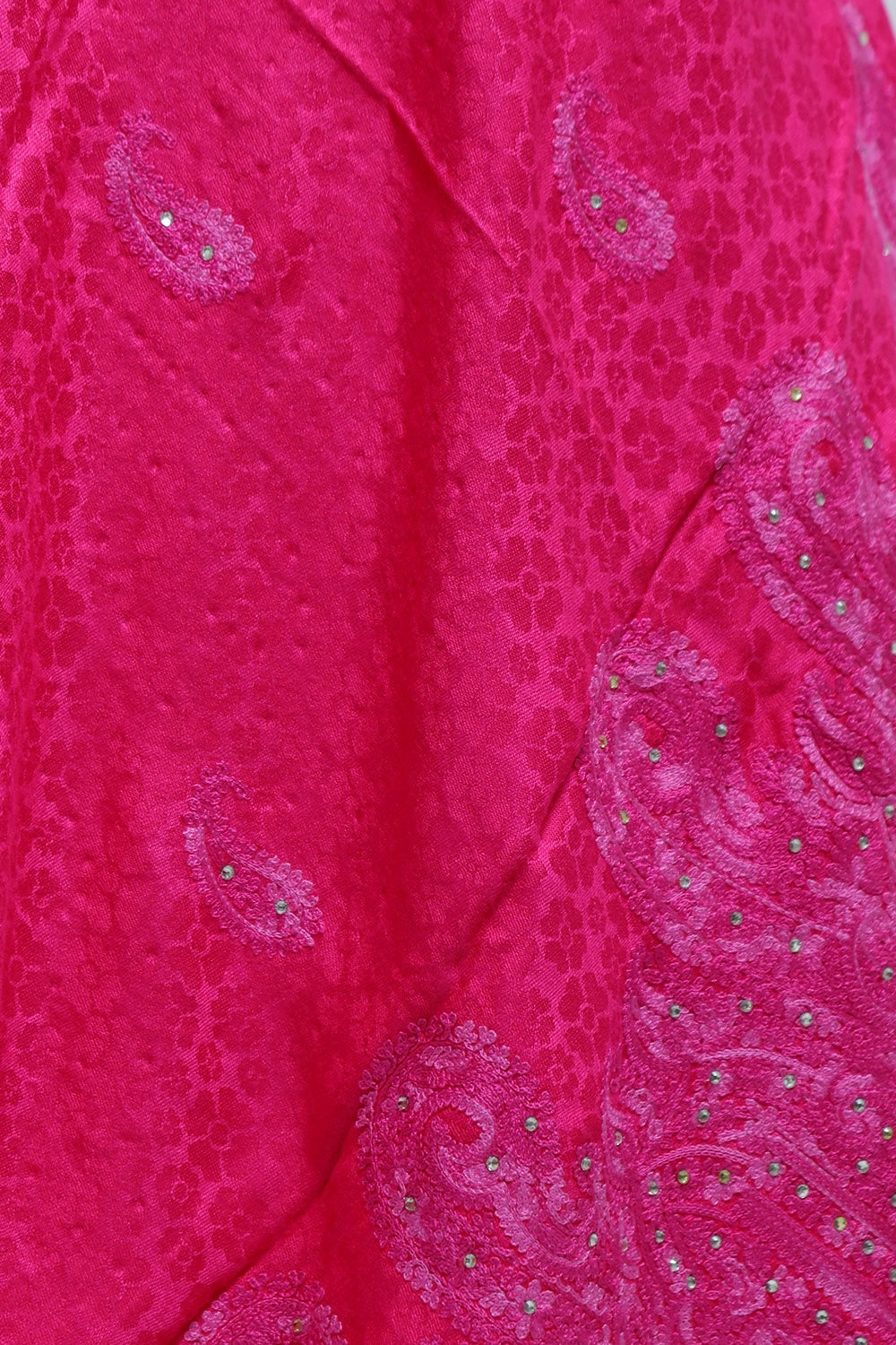 Majenta Colour Stole Enriched With Aari Embroidery
