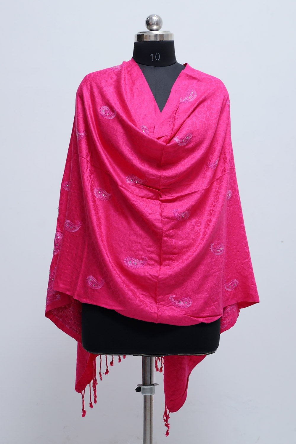 Majenta Colour Stole Enriched With Aari Embroidery