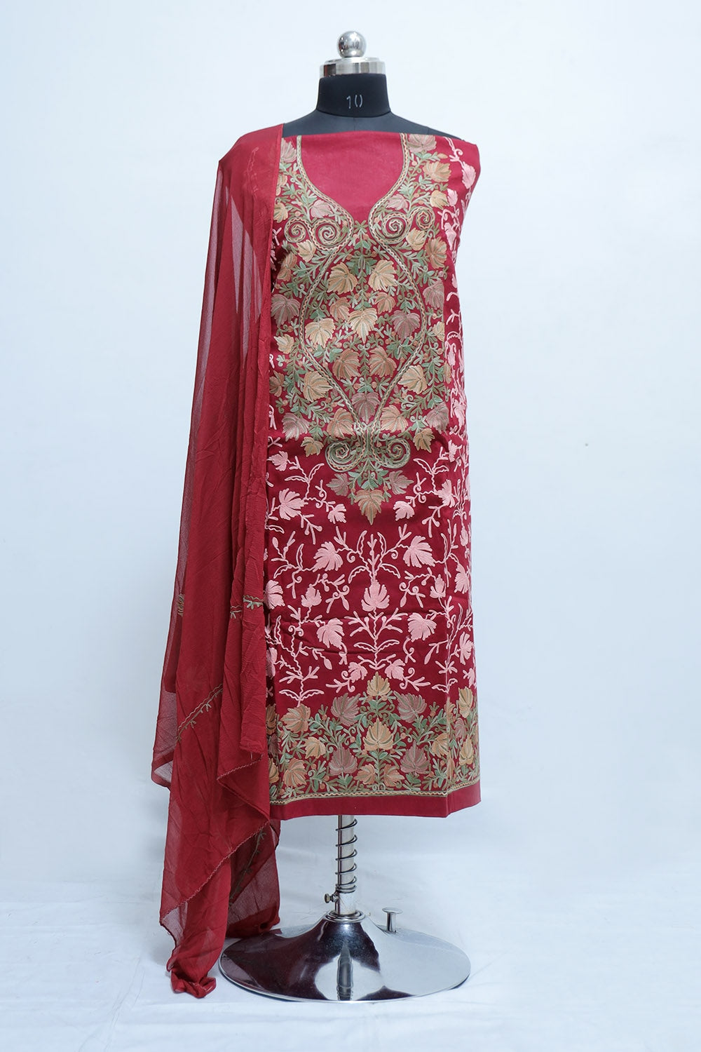 Maroon Colour Designer With Beautiful Kashmiri Embroidery
