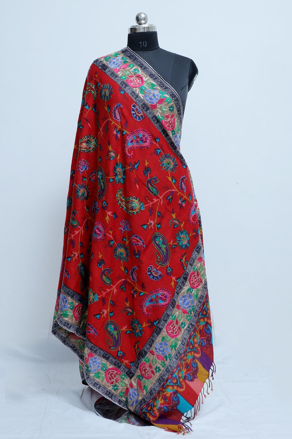 Maroon colour Designer Shawl With Beautifully Highlighted