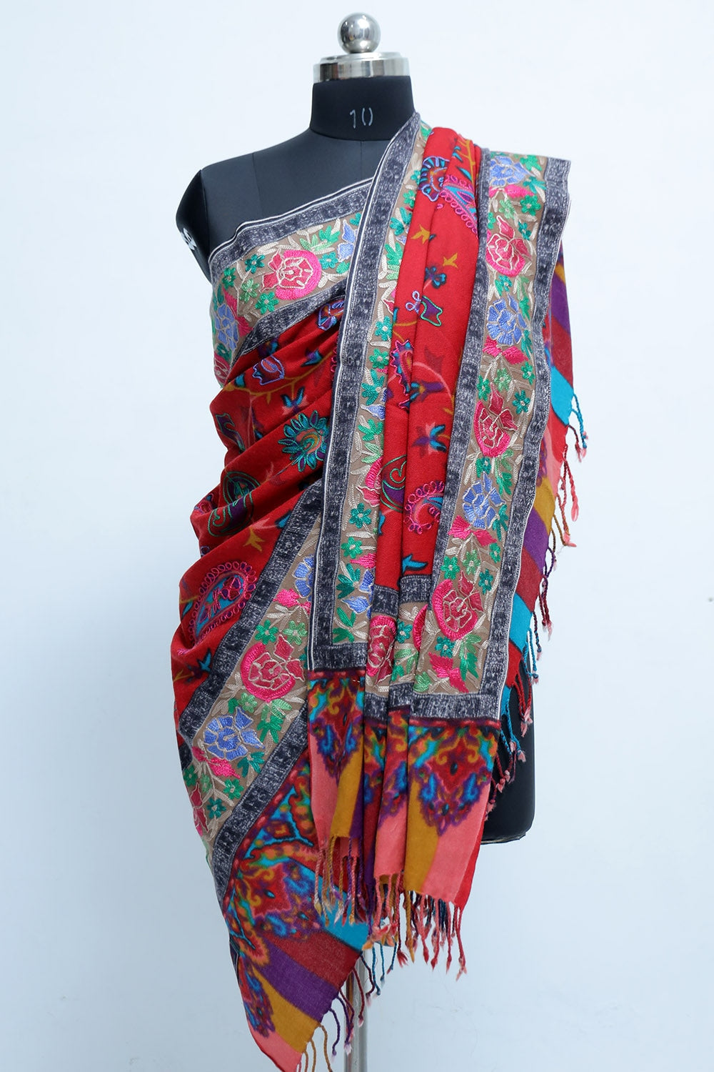 Maroon colour Designer Shawl With Beautifully Highlighted