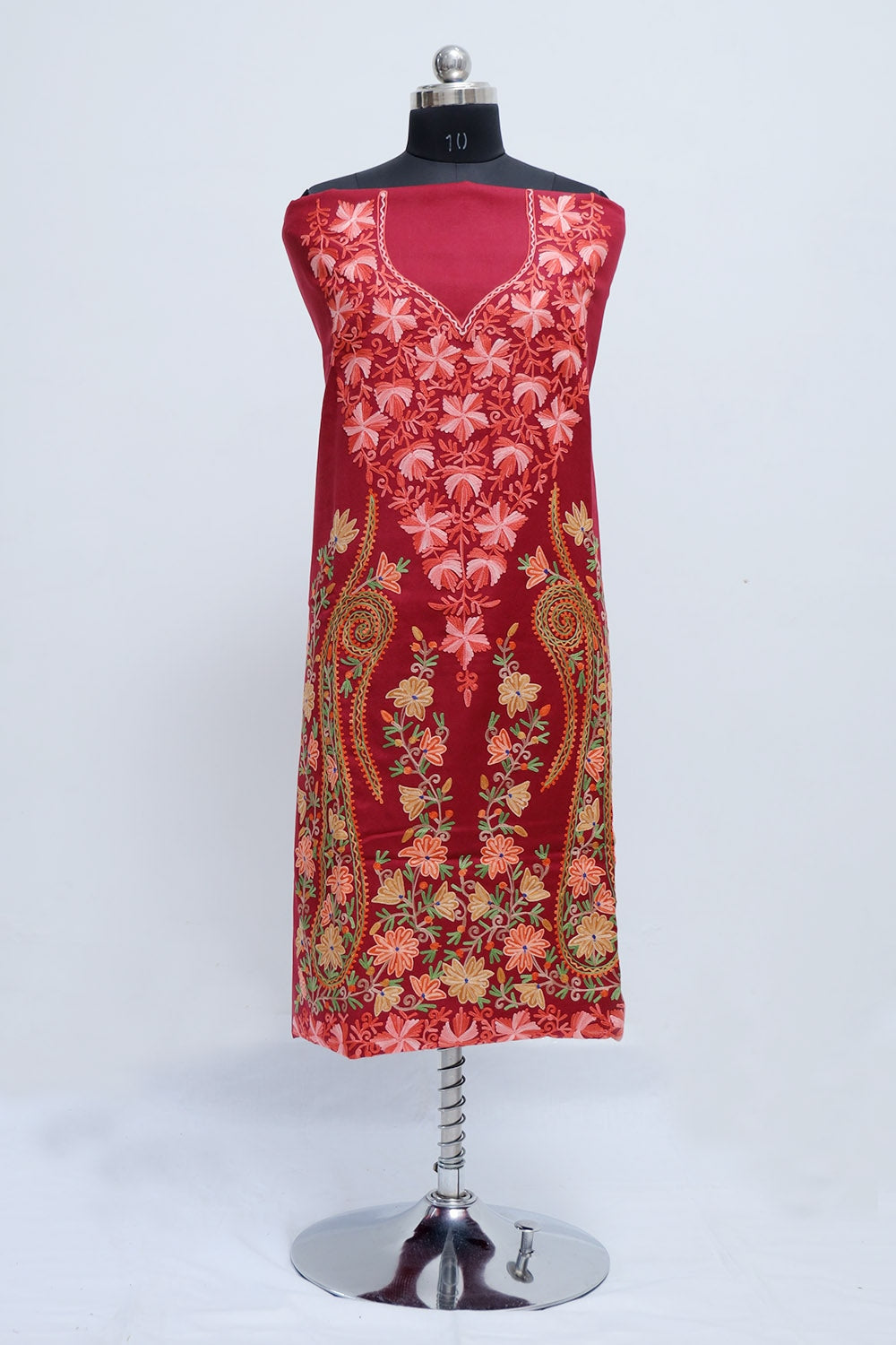 Maroon Colour Designer Work Embroidered Suit Enriched