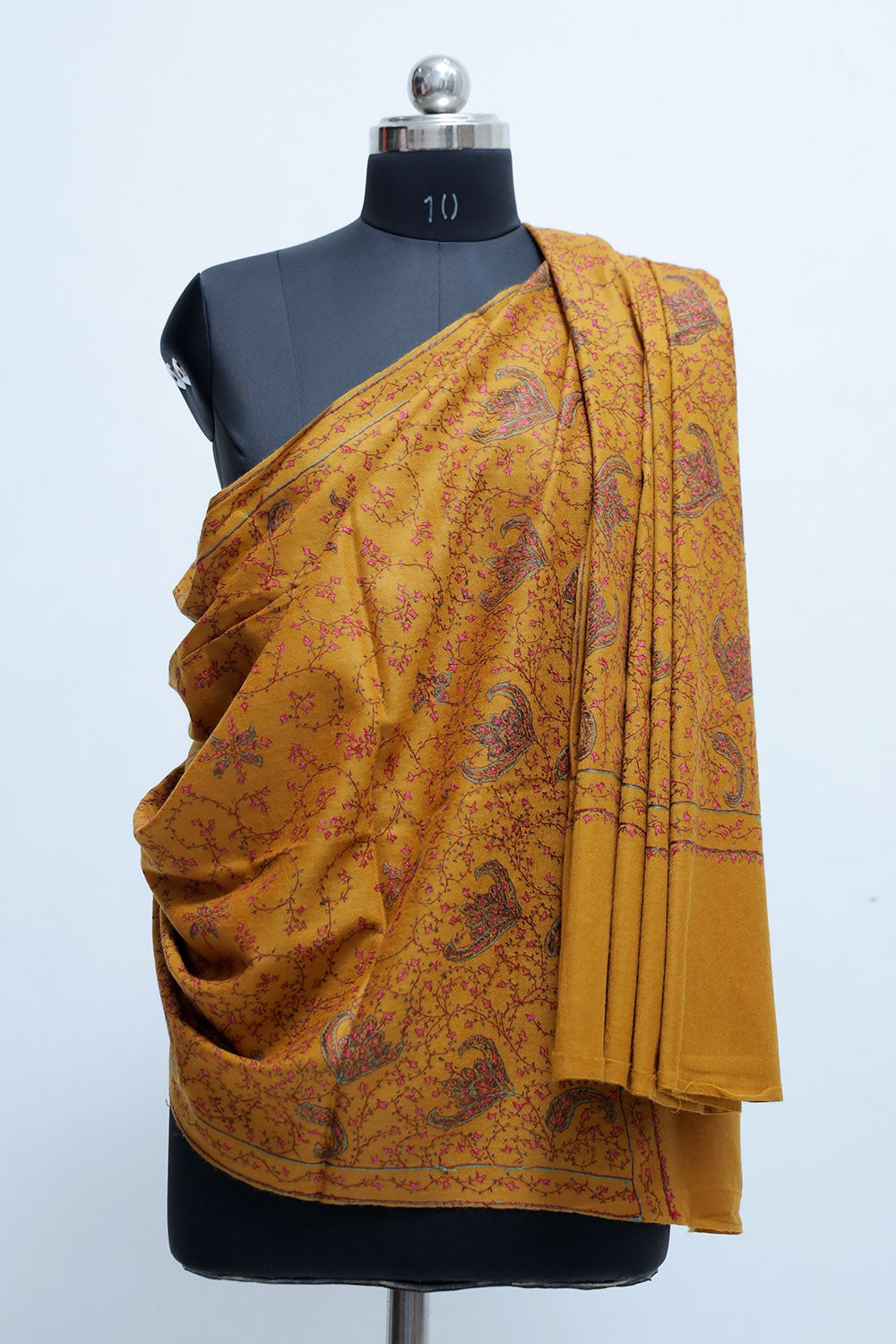 Mustard Colour Sozni Shawl With Richly Crafted Border