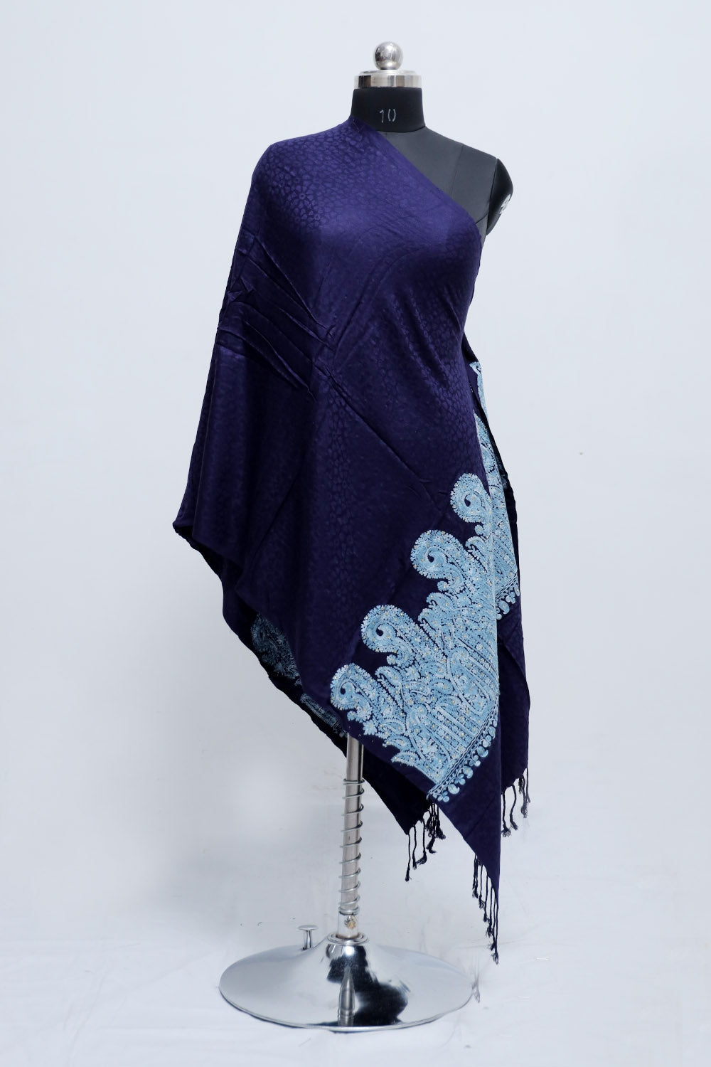 Navy Blue Color Stole Enriched With Aari Embroidery