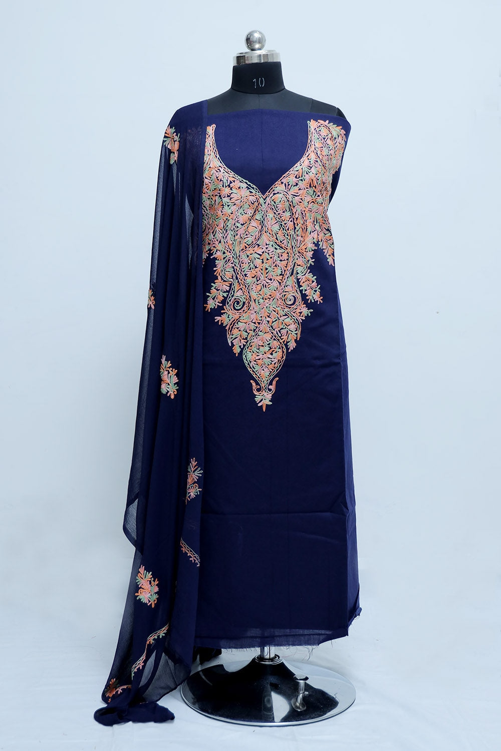 Navy blue Colour Heavy Neck Embroidery Designer Aari Work