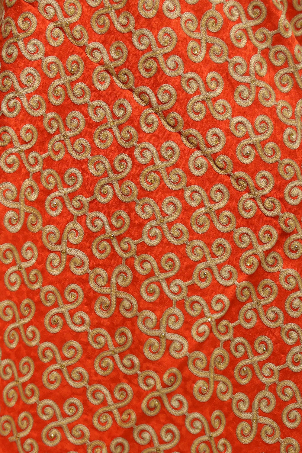 Orange Colour Aari Work Embroidered Stole Embellished