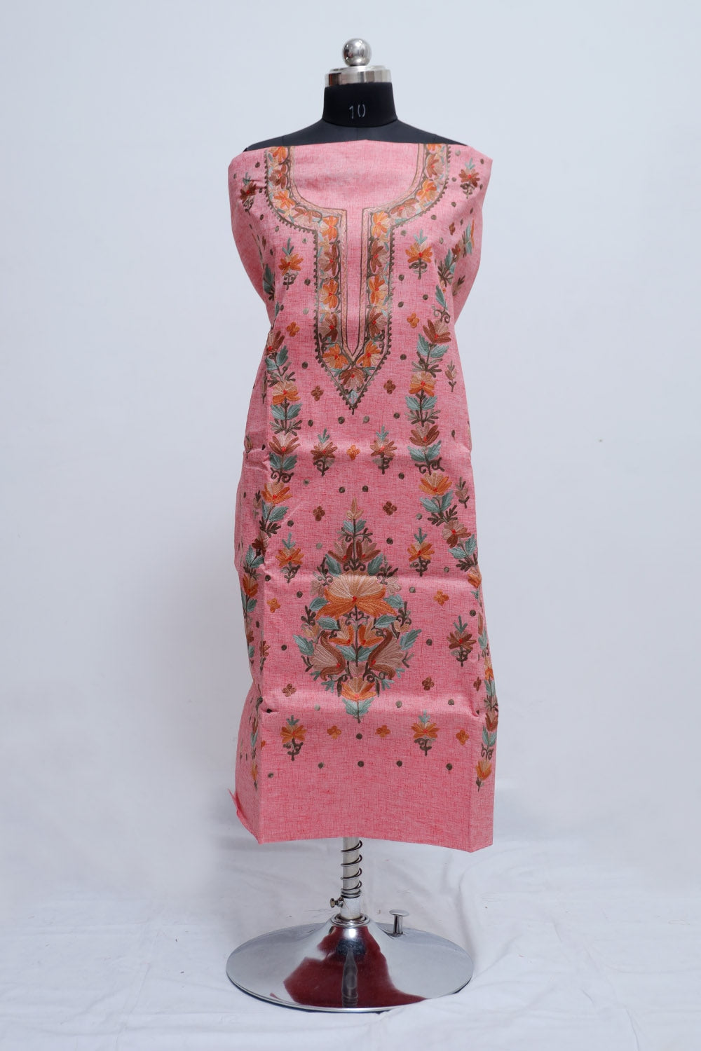 Peach Pink Colour Cotton Suit With Beautiful Kashmiri