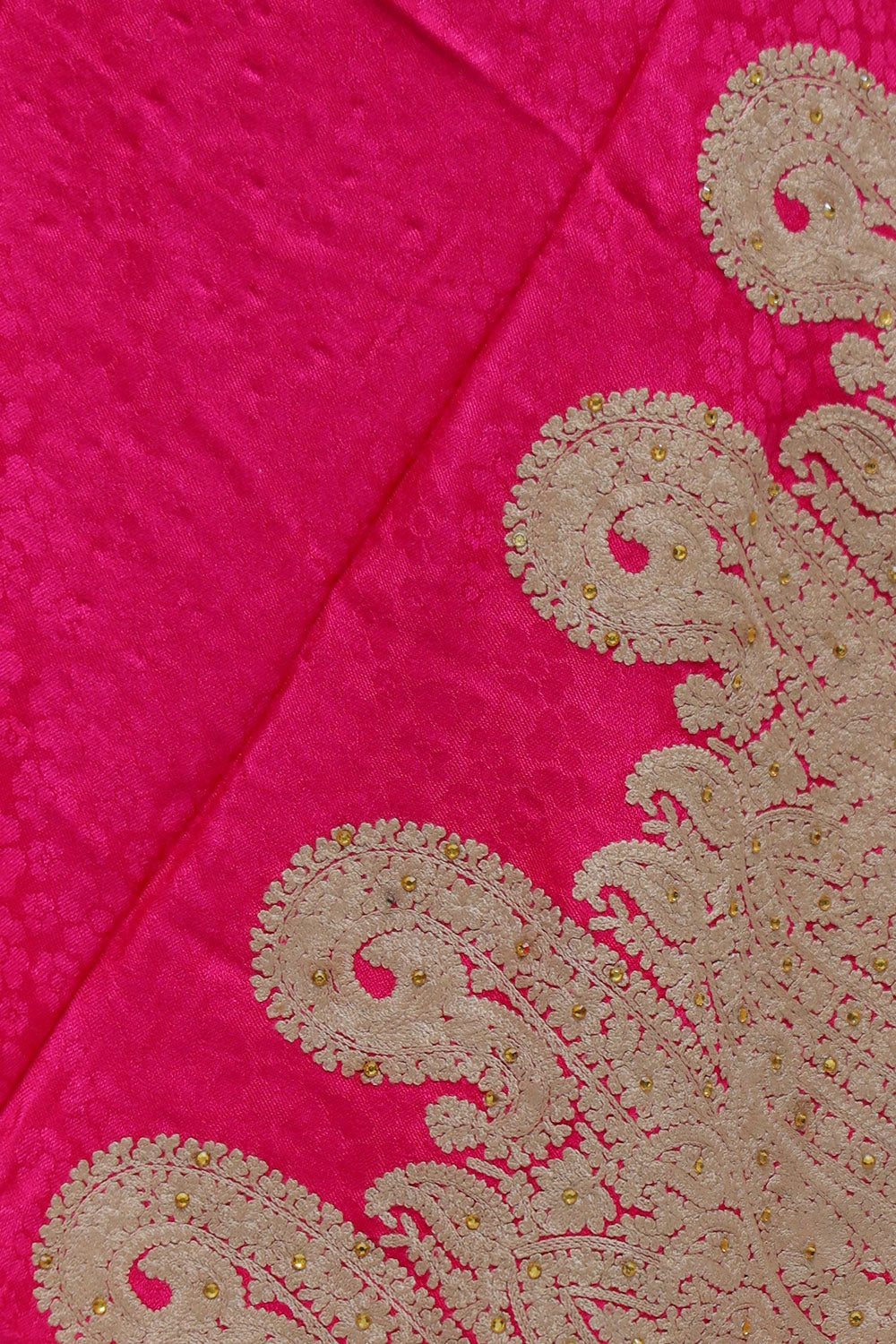 Pink Colour Aari Work Embroidered Stole Embellished