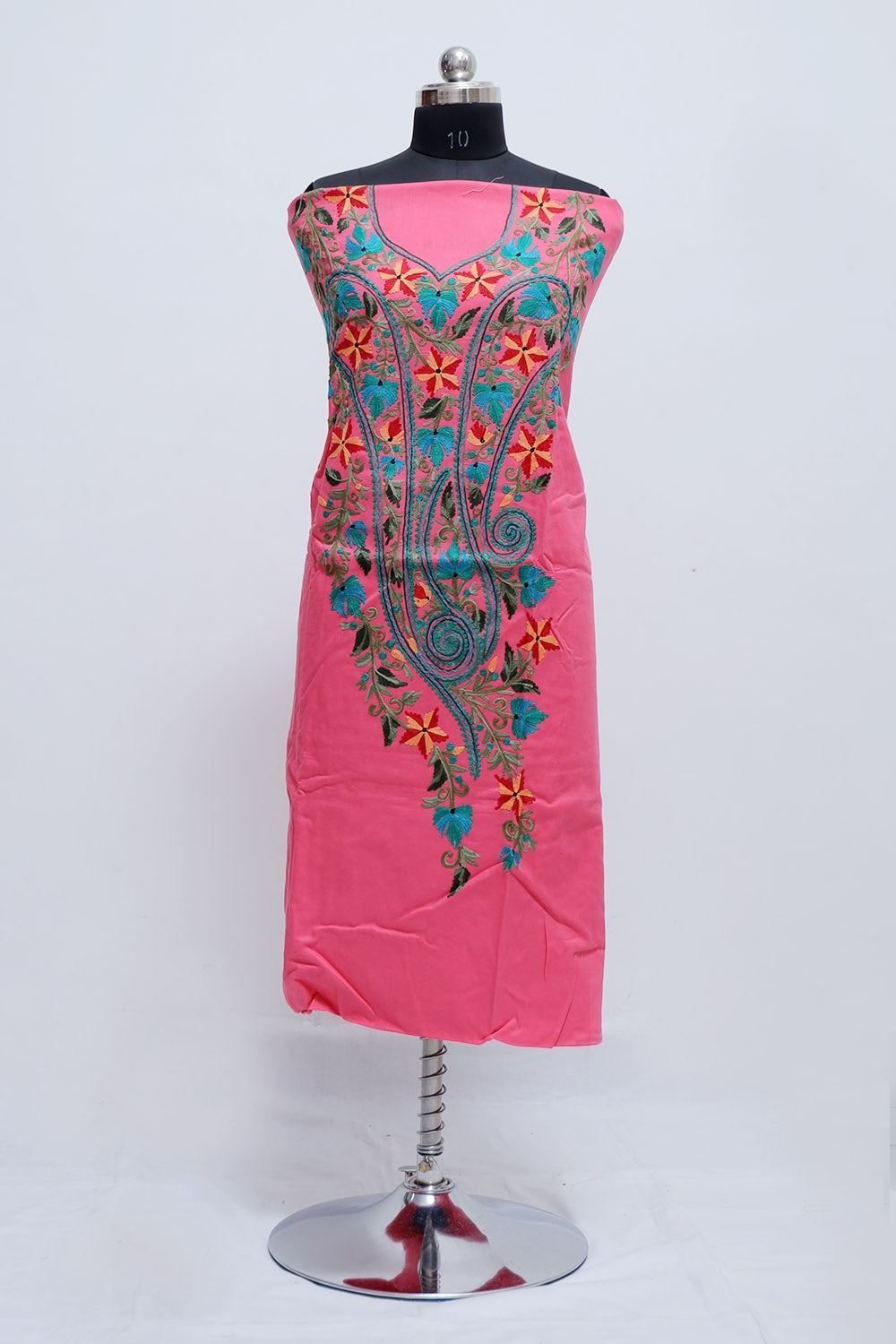 Pink Colour Cotton Suit With Over All Kashmiri Jaal Highly