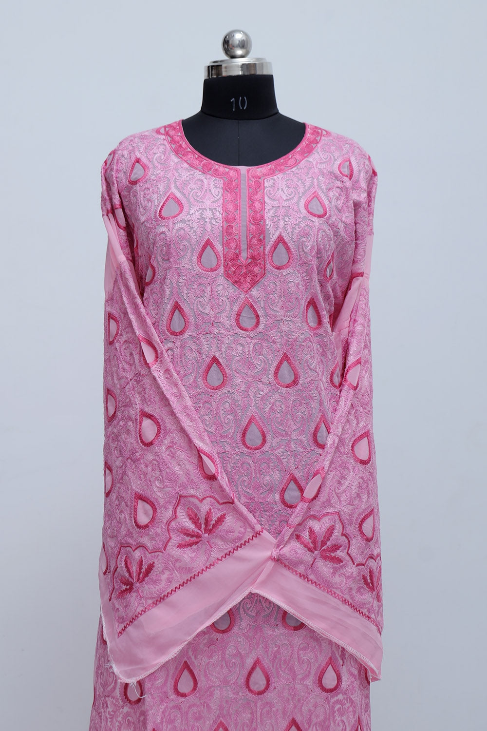 Pink Colour Georgette Semi Stitched Kashmiri Kurti