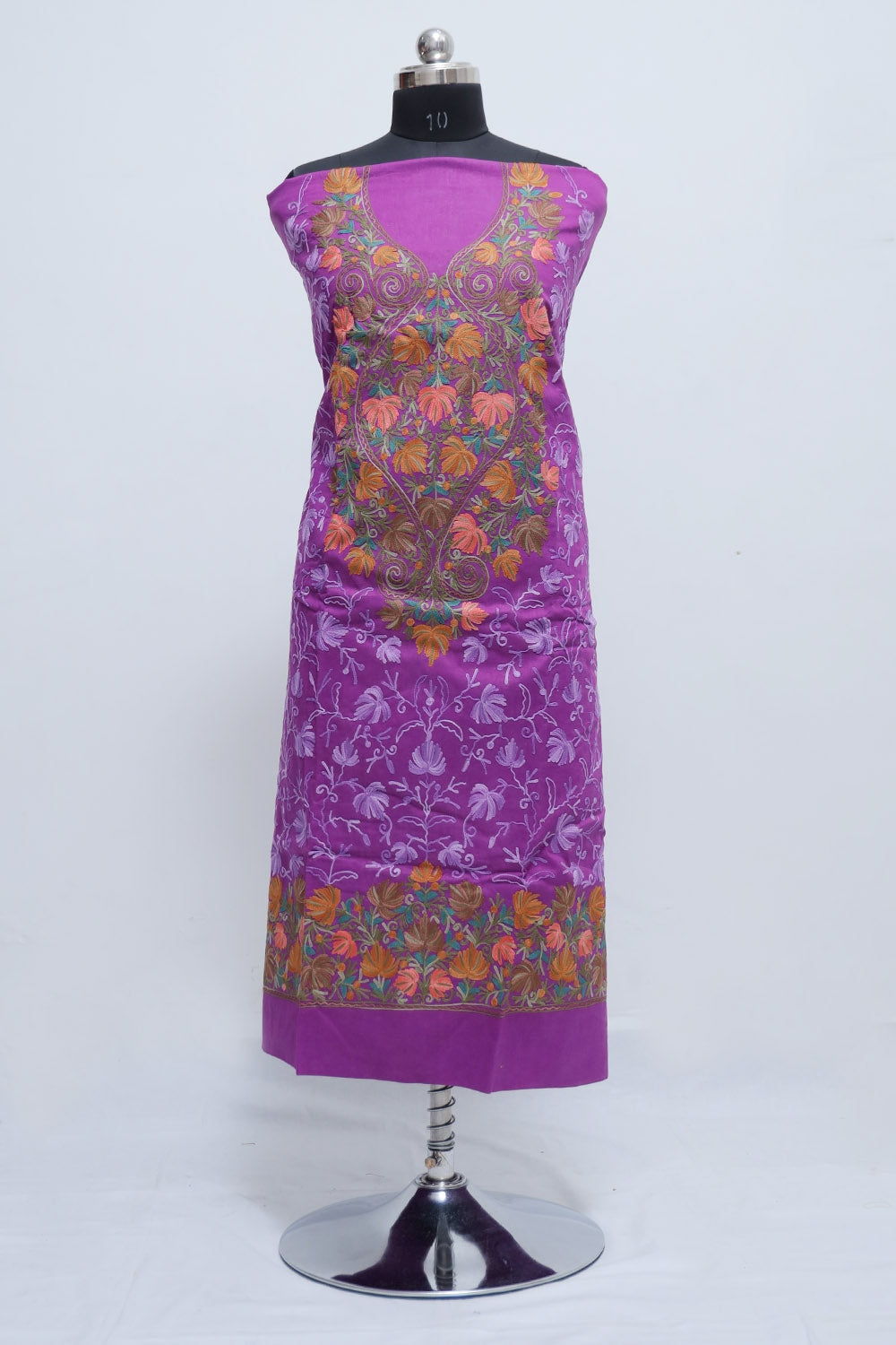 Purple Colour Designer With Beautiful Kashmiri Embroidery