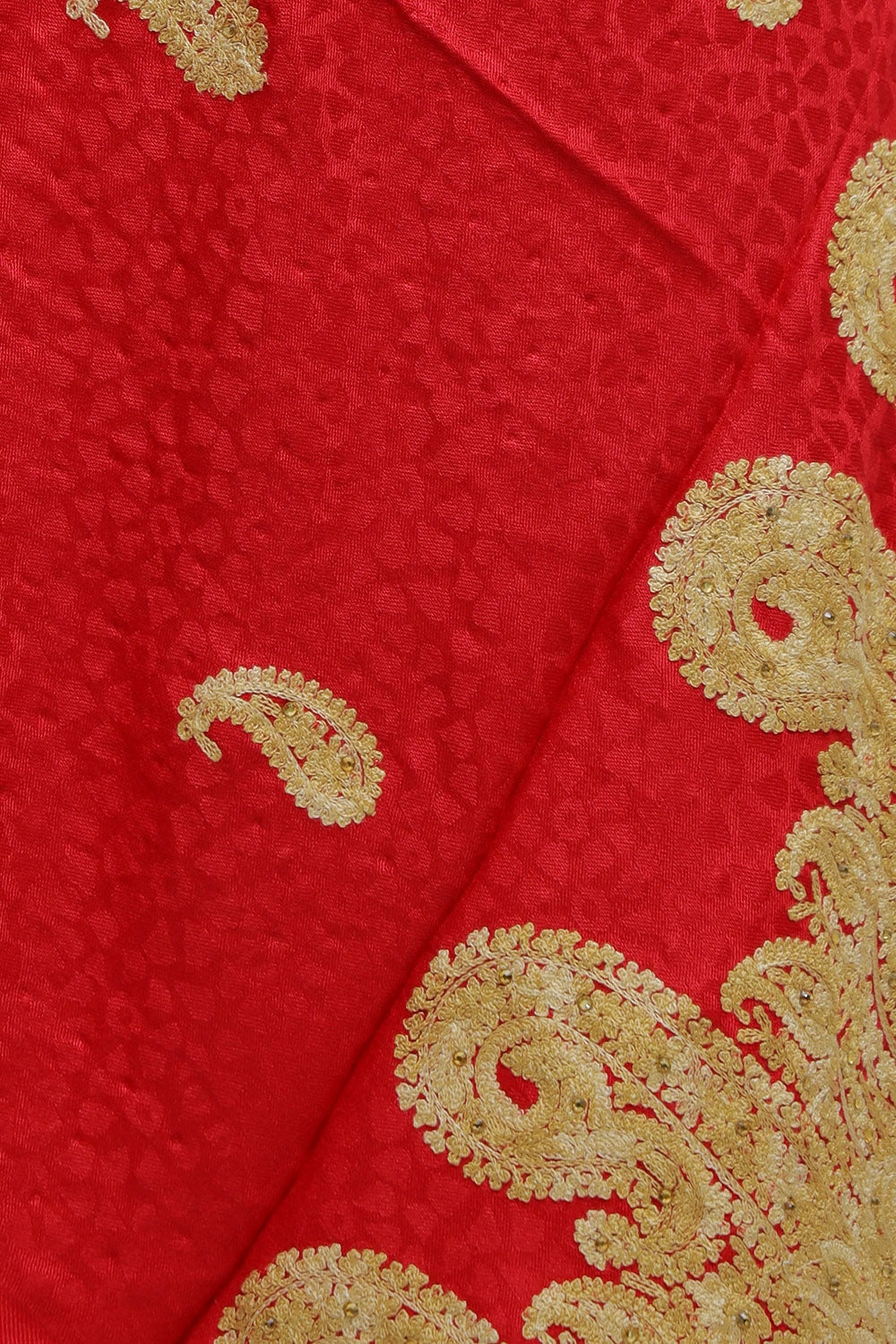 Ravishing Red Colour Stole Enriched With Aari Embroidery