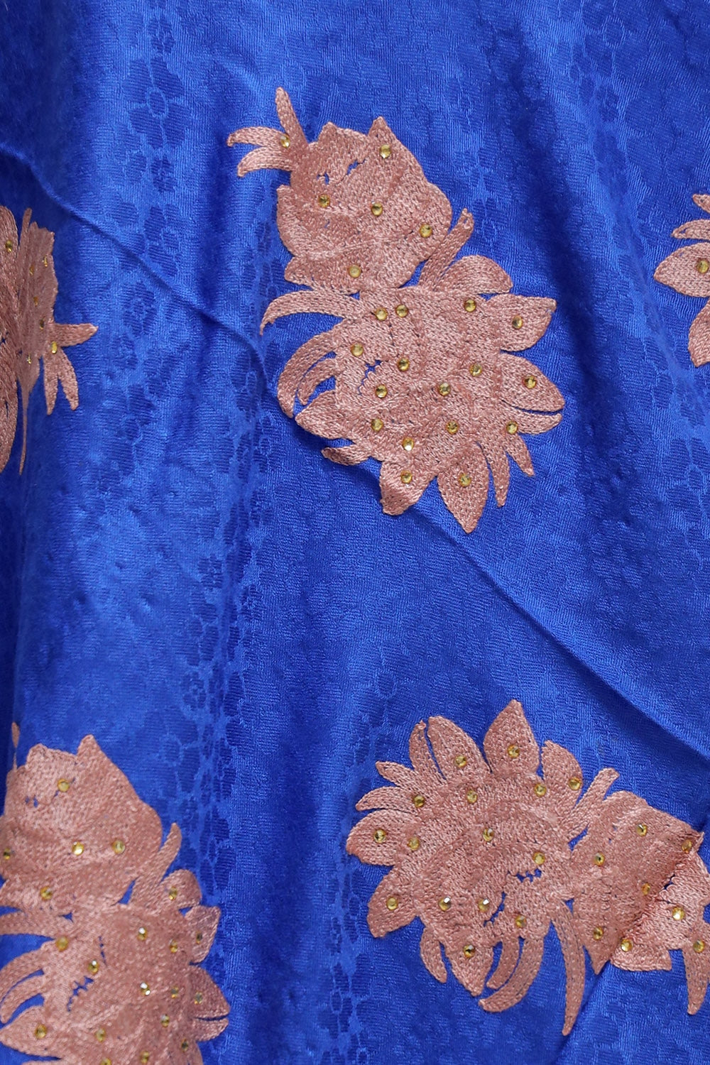 Royal Blue Colour Stole Enriched With Aari Embroidery