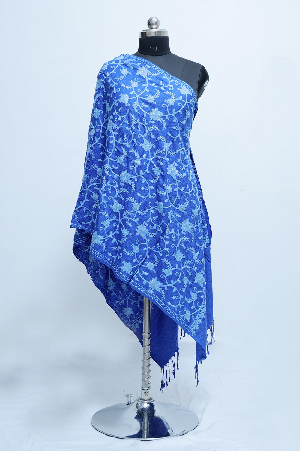 Royal Blue colour Wrap With All Over jaal And Touch