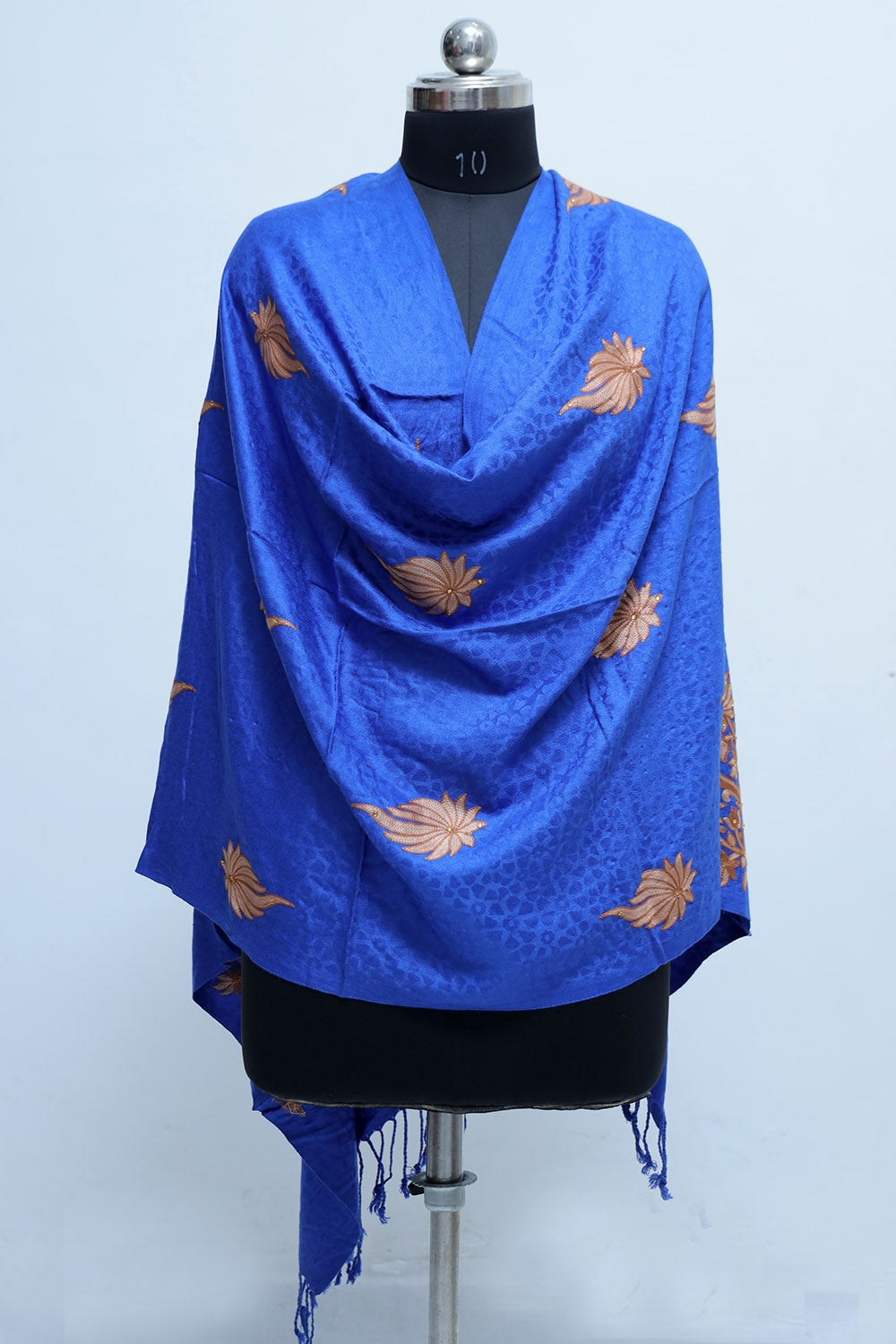 Turquoise Colour Stole Enriched With Aari Embroidery