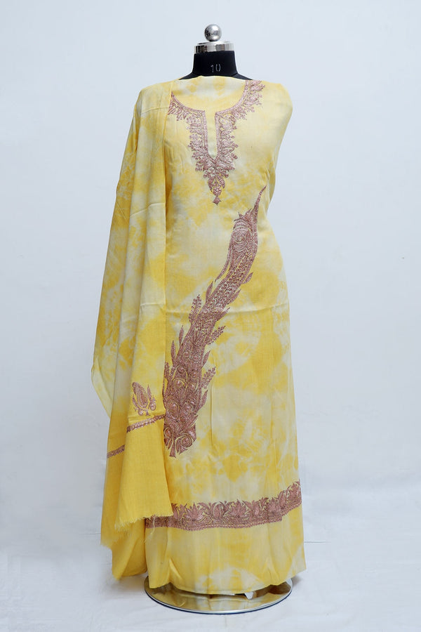 Pashmina Unstitched Suit | Embroidered Salwar Kameez | Sozni Work Suit