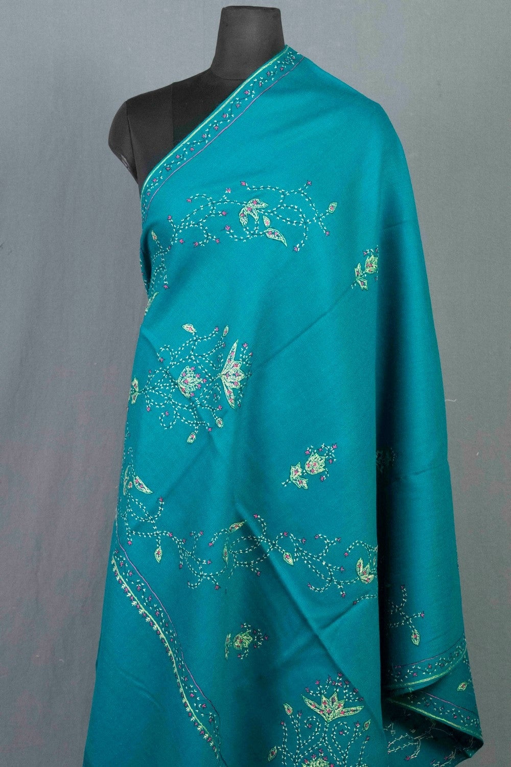 Alluring Sea Green Colour Sozni Shawl Emblished