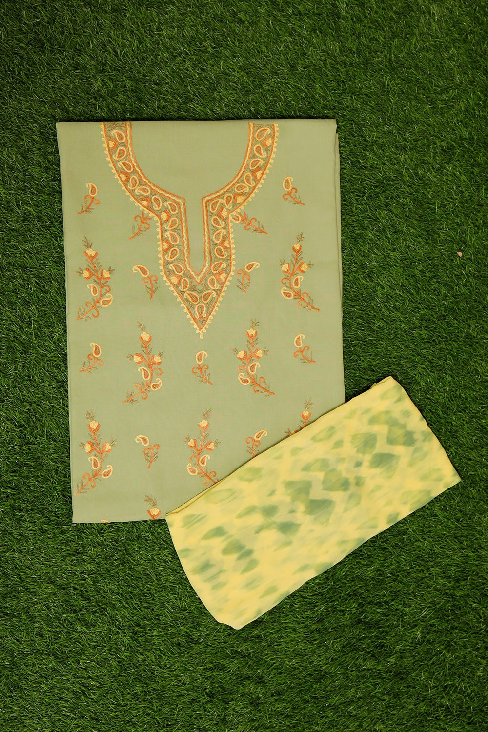 Amazing Calm Green Colour Cotton Suit With Beautiful