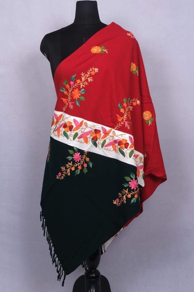 Amazing Red And Green New Look With High Quality Pashmina