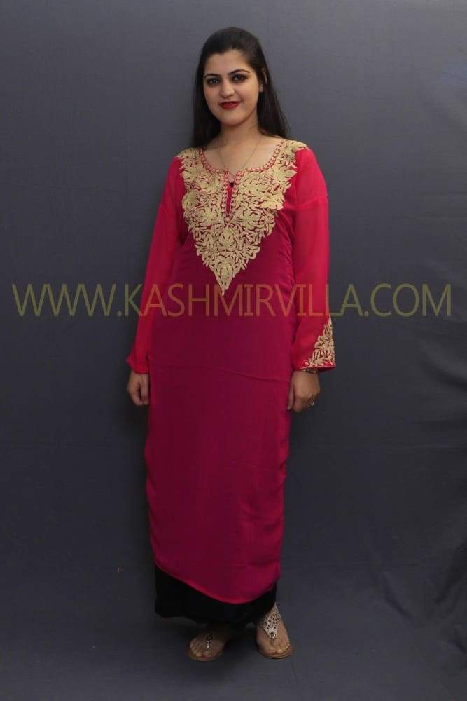 With The Base Of Georgette This Hot Pink Colour Kurti Looks