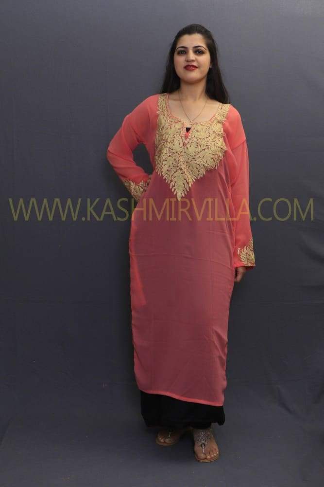 With The Base Of Georgette This Peach Colour Kurti Looks
