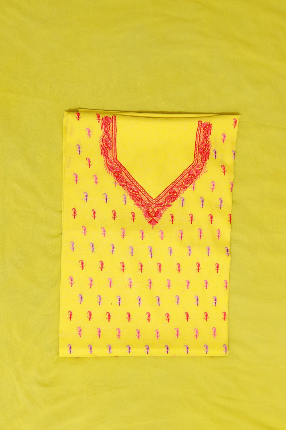 Beautiful Yellow Colour Cotton Suit With Kashmiri