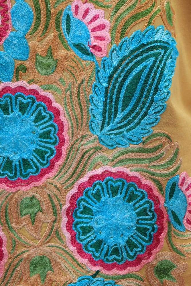 Beige Colour Aari Work Embroidered Salwar Kameez