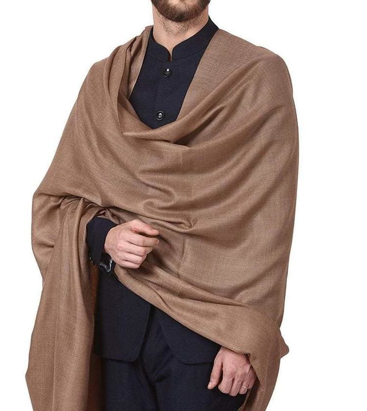 Beige Colour Heavy Wool Plain Gents Shawl