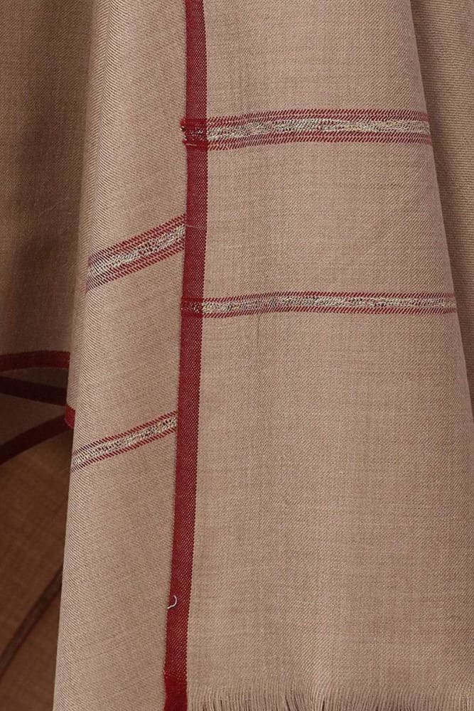 Beige Colour Heavy Wool Twin Running Border Gents Shawl
