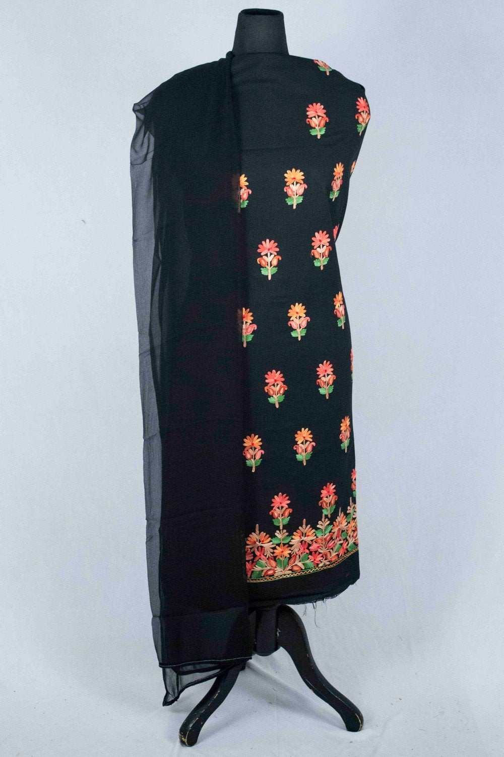 Black Aari Work Salwar Kameez With Zari Neckline Embroidery