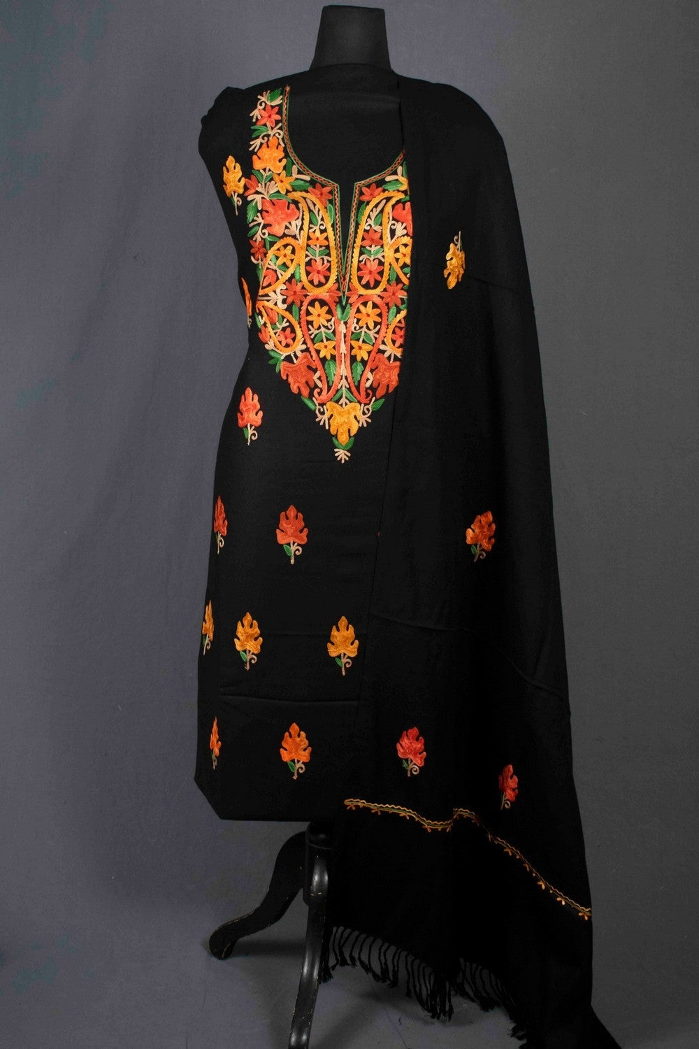 Black Color Kashmiri Aari Work Heavy Neck Embroidered Salwar