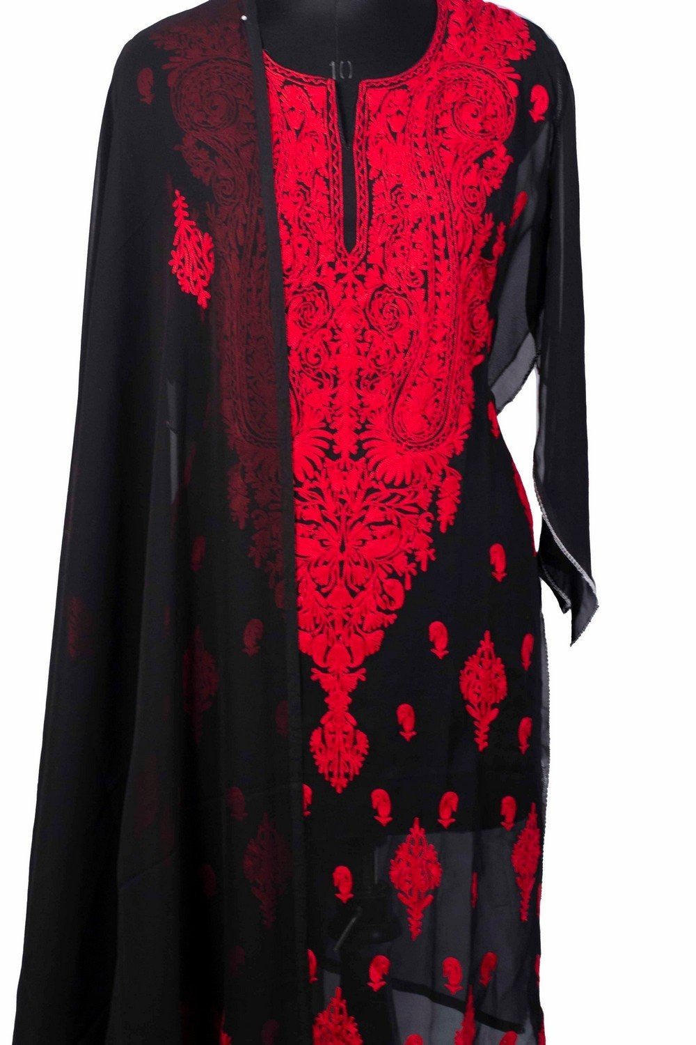 Black Colour Aari Work Kurti With Thread Embroidery Along