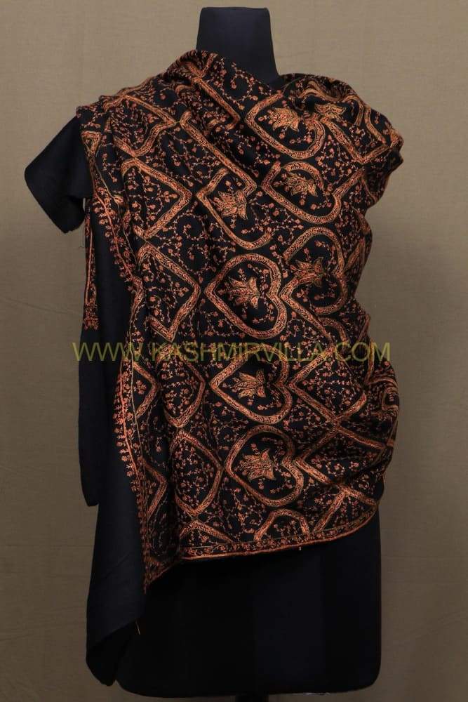 Black Colour Base With Attractive Sozni Embroidered Jaal