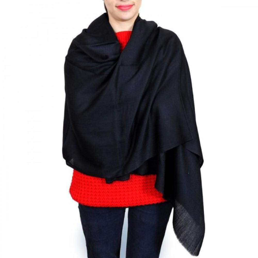 Black Colour Hand Woven Pashmina Wrap