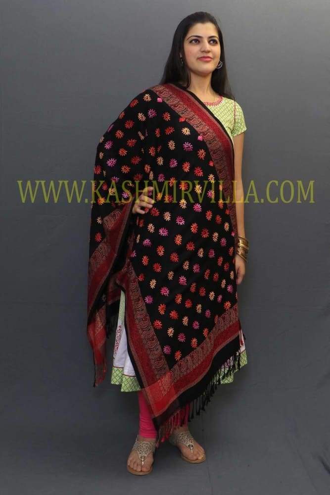 Black Colour Wrap With Multicoloured Motifs And Highly