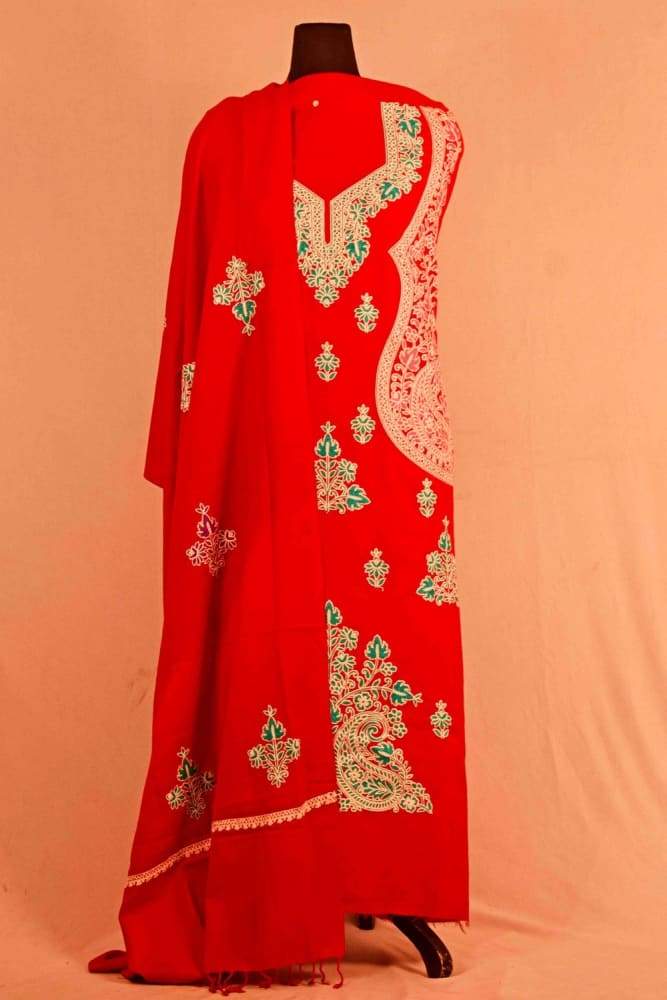 Blood Red Colour Suit With Beautiful Concept Of Aari