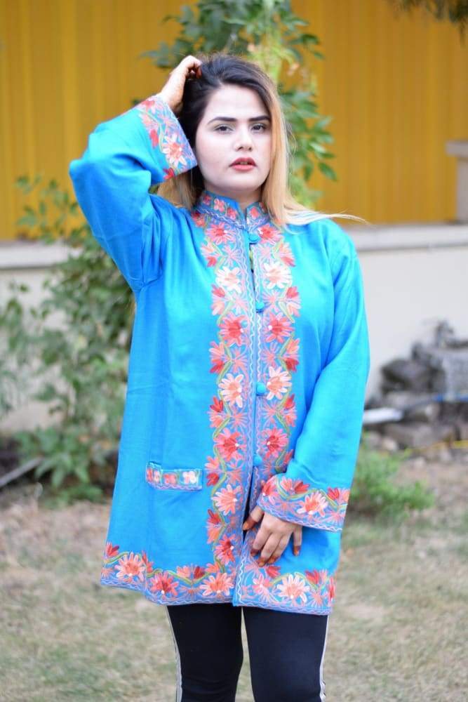 Blue Colour Aari Work Embroidered Jacket With New Designer