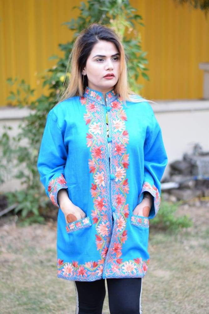 Blue Colour Aari Work Embroidered Jacket With New Designer