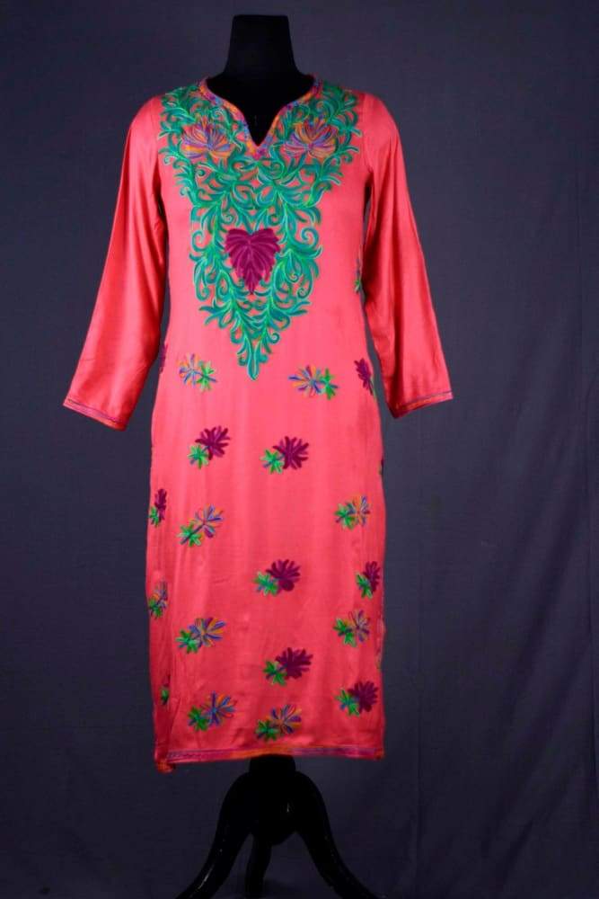 BLUSH PINK COLOUR AARI WORK EMBROIDERED KURTI WITH NEW