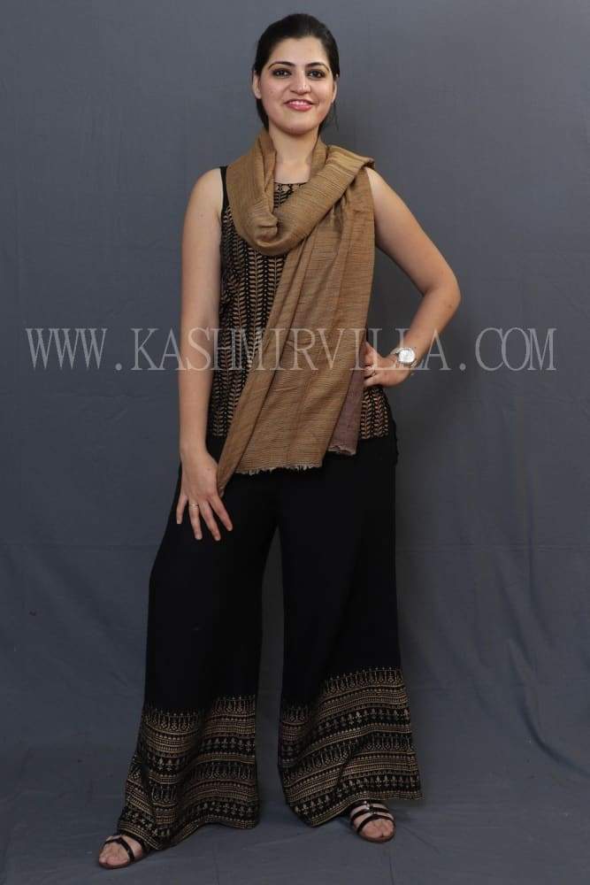 Brown Colour Reversible Shawl With Beautiful One Sided