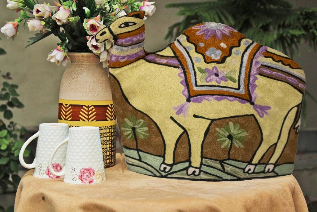 Camel Style Kashmiri Hand Embroidered Tea Cosy 12’