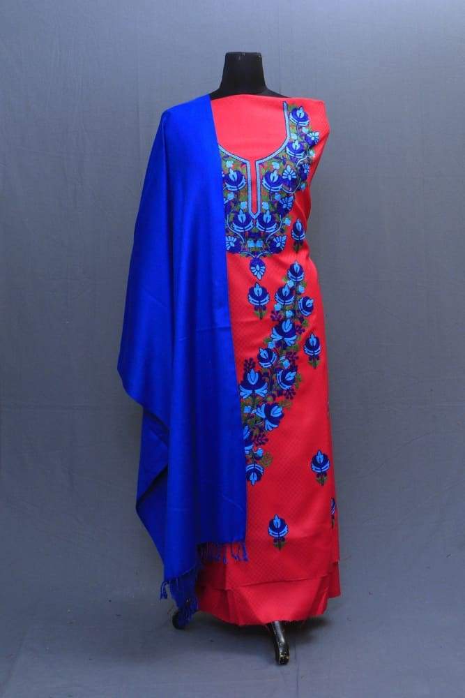 Carrot And RoyalBlue Colour Suit With Beautiful Concept