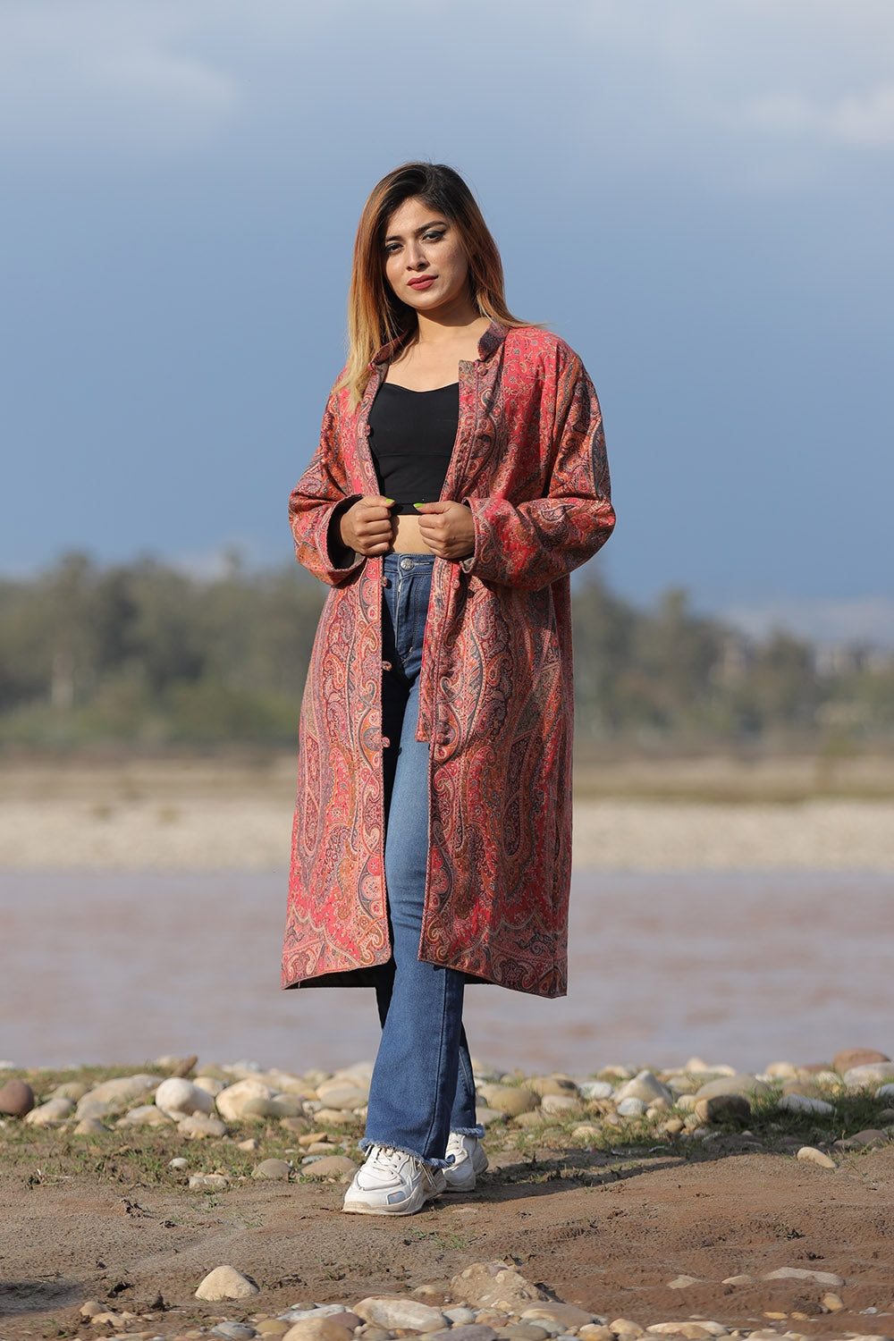 CHARMING PINK Colour Kani Jacket Along With New Designer